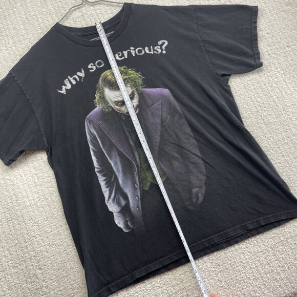 Y2K The Dark Knight Joker Heath Ledger Why So Serious Batman Black Shirt Men XL - Picture 9 of 15